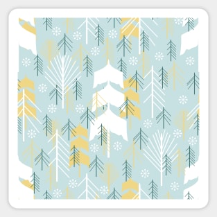 Winter design with trees and snowflakes Sticker